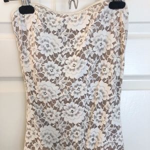 VINTAGE Strapless Lace Bathing Suit/Bodysuit